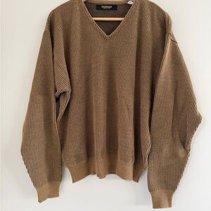 Bachrach Merino Wool V Neck Sweater Men’s M Brown Classic Preppy Quiet Luxury